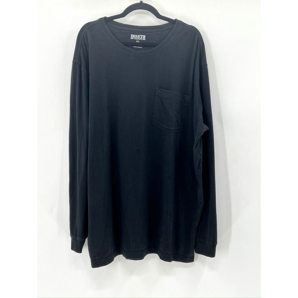 Duluth Trading Co Longtail T Shirt Mens 2XL Black Good Long Sleeve Pocket Tee